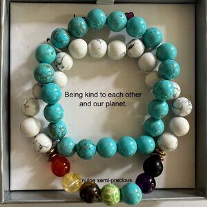 New 2 stretch Semi-Precious Stone Bracelets in Original Box